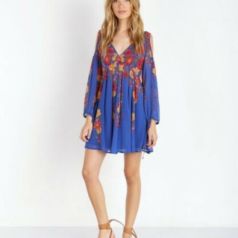 Free People Penny Lover Mini Dress Blue HW9603 - Picture 7 of 11